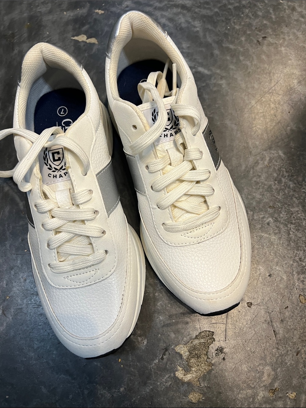 Chaps White Sneakers with Silver Accents